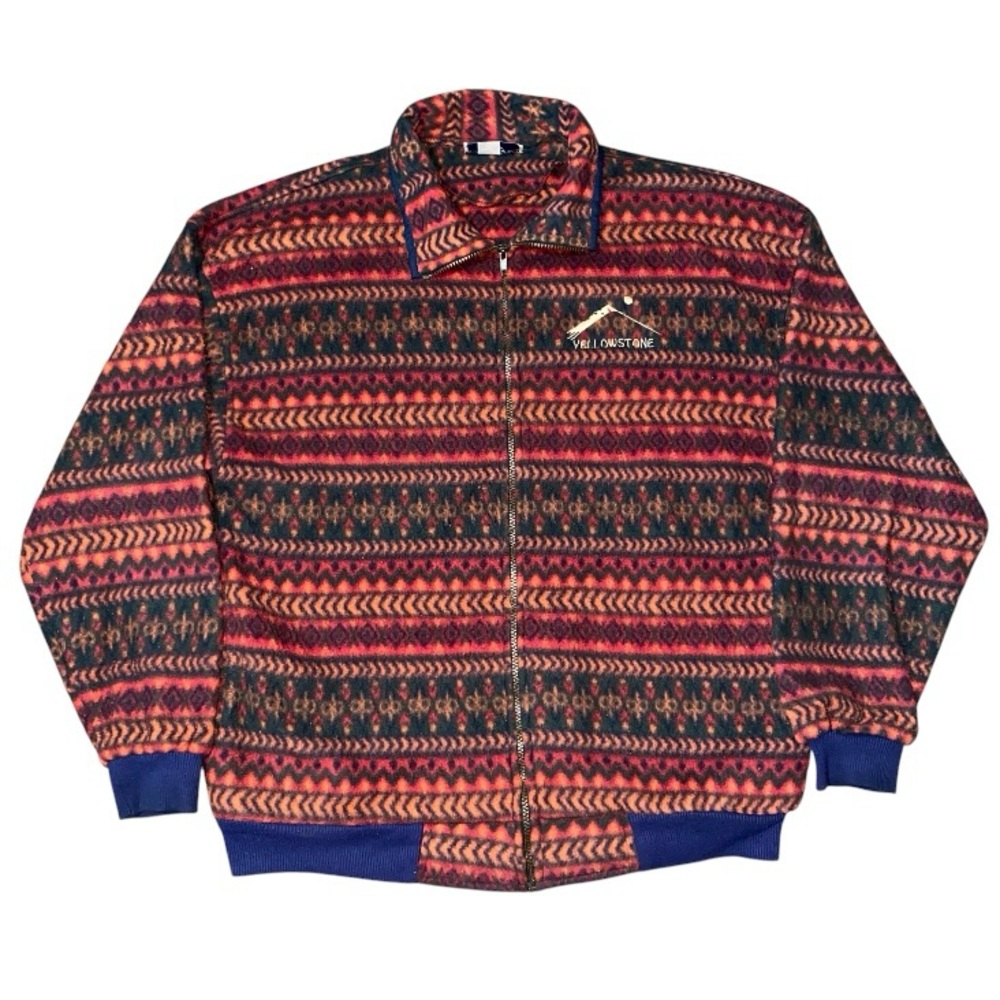 Vintage 1990s Artic Image Aztec Geometric Yellowstone Fleece Full Zip USA XL (K)